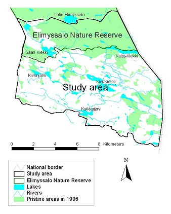 Current forest patches in the Kiekki study area, as noted from aerial photos in the scale 1:20.000