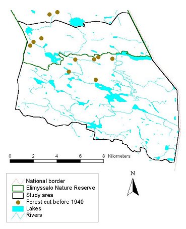 Forest cutting in the Kiekki area from 1905-1913 (after Juntunen 1997).